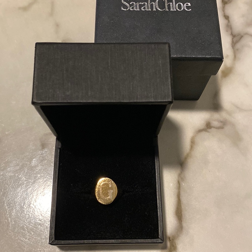 Sarah Chloe Monogrammed Lana Pinky Signet Ring (Size 3 -gold)